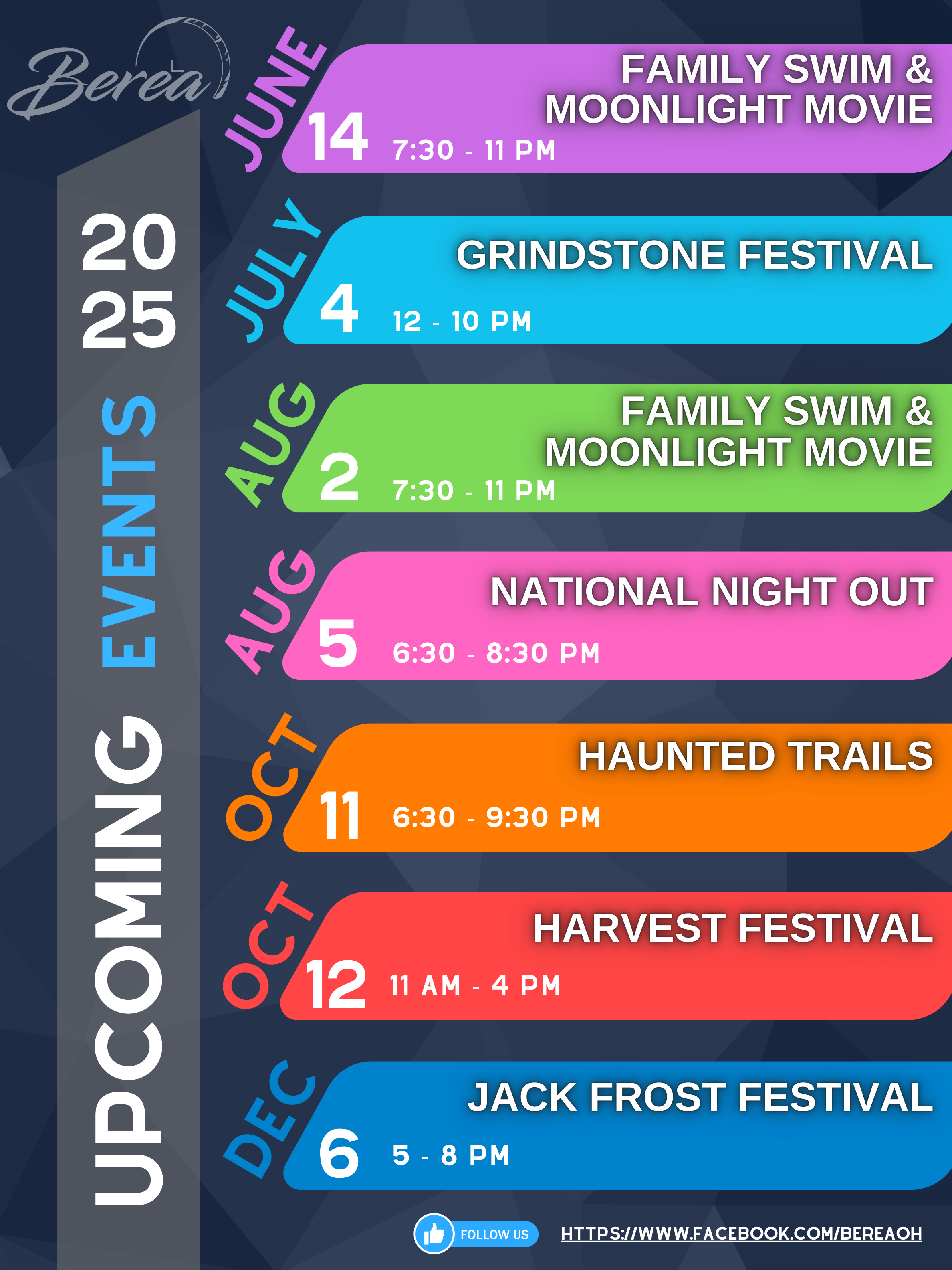 2025 BEREA EVENT SCHEDULE